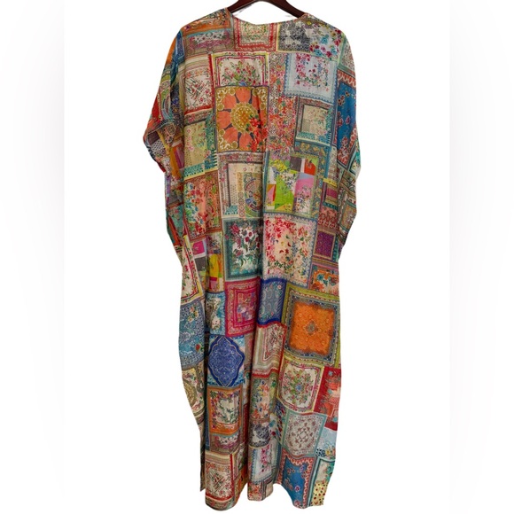 JOHNNY WAS LACE UP MAXI KAFTAN DRESS - Picture 2 of 5